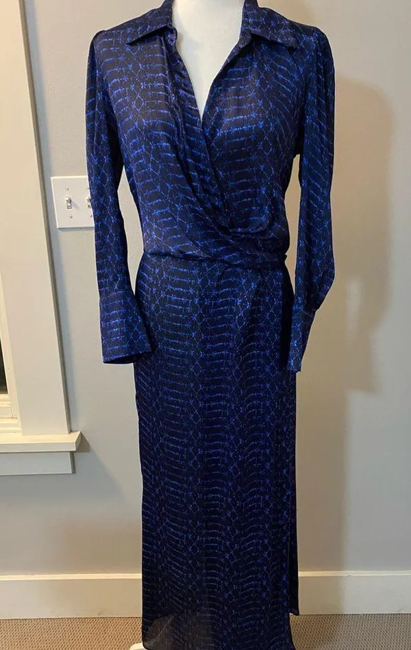 Misa Los Angeles Valentina chiffon midnight Shibori print sheer dress size XS - Image 4