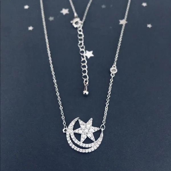 Moon Star Necklace Silver - Image 2