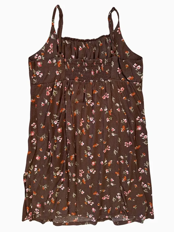 Brown Floral Mini Dress - Image 4