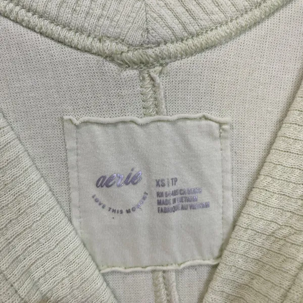 Aerie Light Green Waffle‎ Knit Oversized V-Neck Pullover Sweater Size XS - Image 6