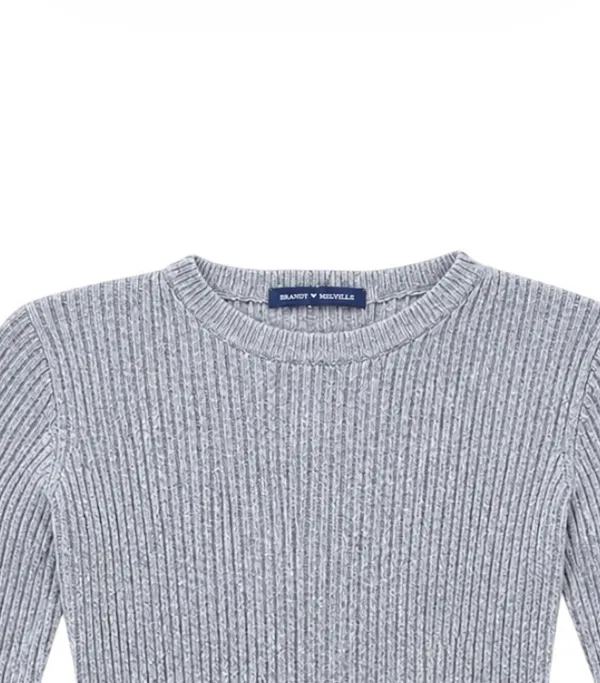 Brandy Melville Gray Heathered Ribbed Knit Cropped Sweater Wool Cashmere - Image 2
