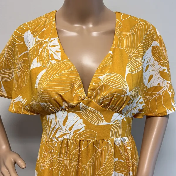 Lulus Open Back Golden Yellow Long Maxi Dress with Flutter Sleeves size S - Image 2