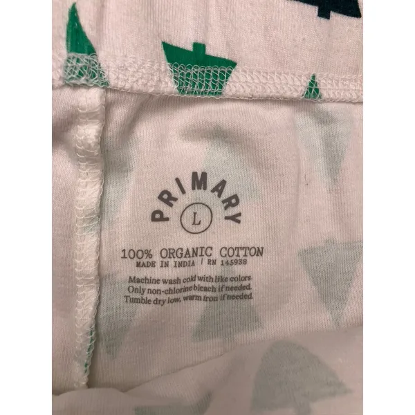 Primary Pajama Pants Womens Large White Green‎ Tree Print Organic Cotton - Image 2