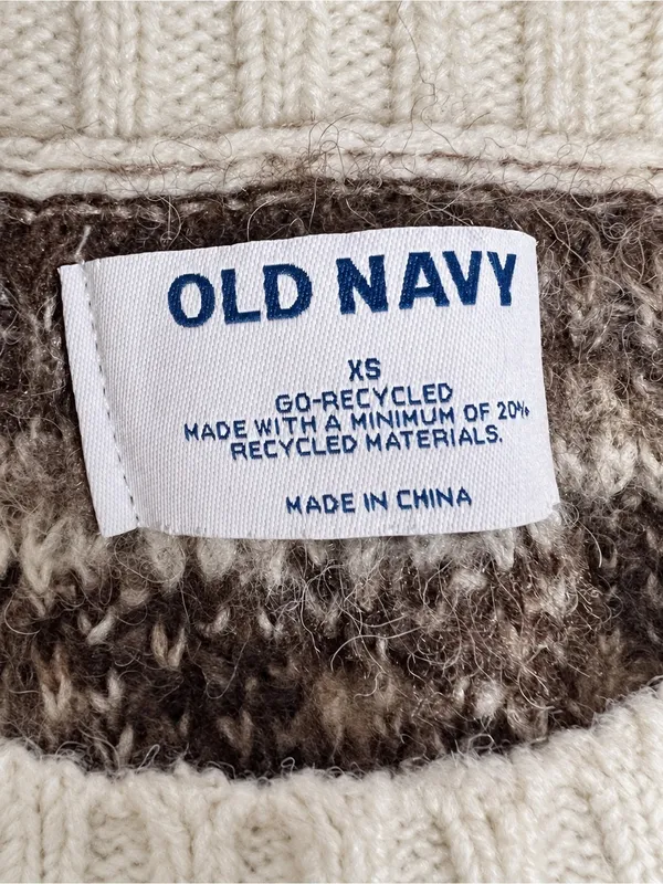 Old Navy XS Cream Brown Fair Isle Wool Blend Nordic Sweater CabinCore Ski Resort - Image 6