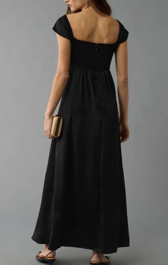 AE Exclusive Satin Sweetheart Off-the-Shoulder Maxi Dress - Image 3