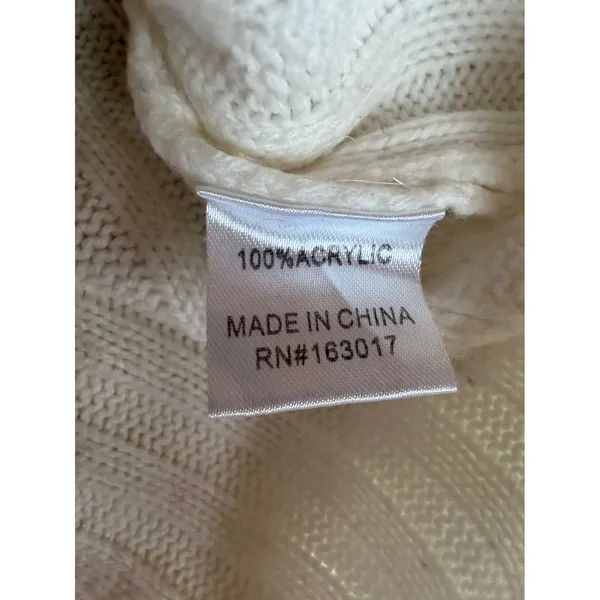 Princess Polly Mock Neck Ribbed Knit Sweater Cream White Cropped Slouchy‎ XS/S - Image 6