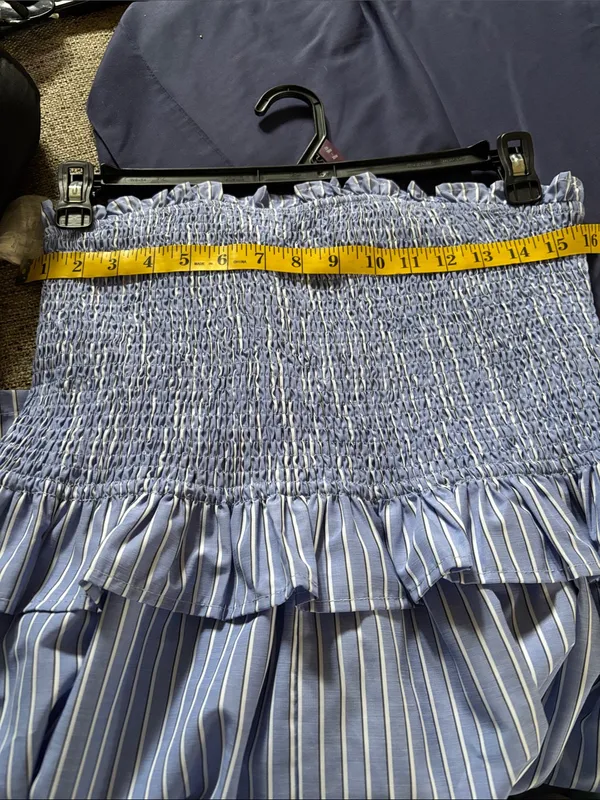 Lumiere Blue & White Striped Smocked Strapless Romper - Image 9