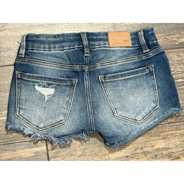 BKE Stella Distressed Denim Shorts Micro Mini Y2K Frayed Hem Size 24 Low Rise - Image 7