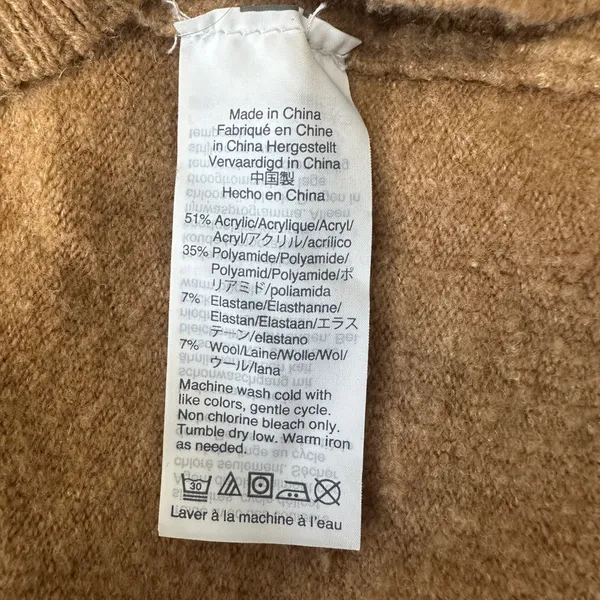 J.Crew Crewneck Sweater Wool Blend Soft Knit Pullover Casual‎ Tan Brown Women XL - Image 6