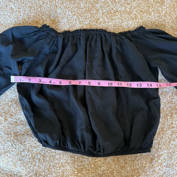 Brandy Melville Maura Black Off The Shoulder Crop Top Peasant Cottage Festival‎ - Image 6