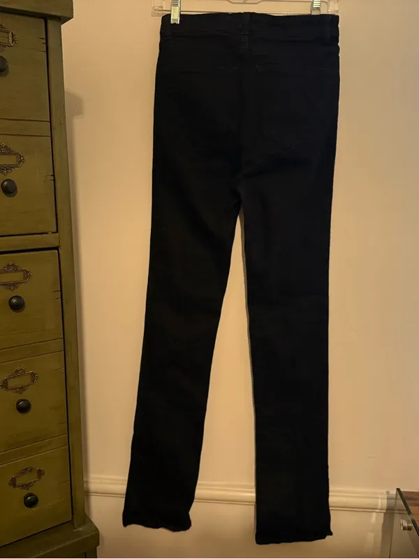 Zara Black Straight Leg Jeans with Ankle Slit - Image 2