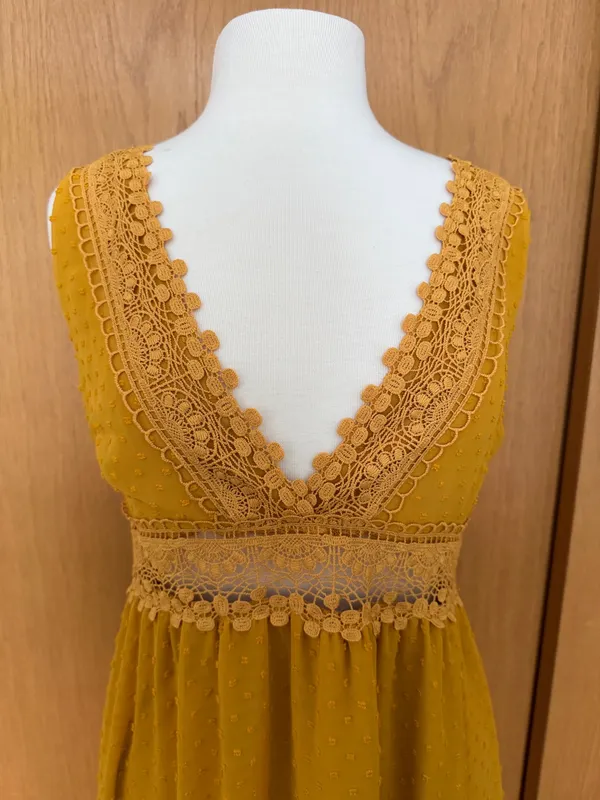 Yellow lace High Low Dress Size M - Image 3