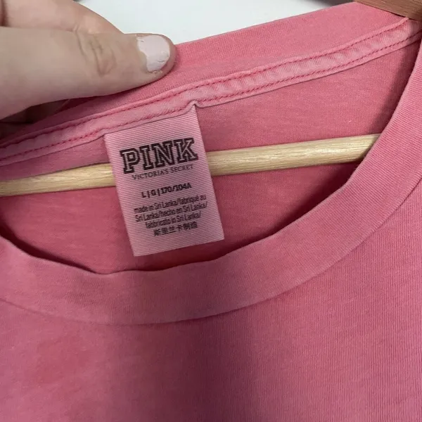 PINK Victoria's Secret cropped pink shirt casual top women's size large pocket - Image 4
