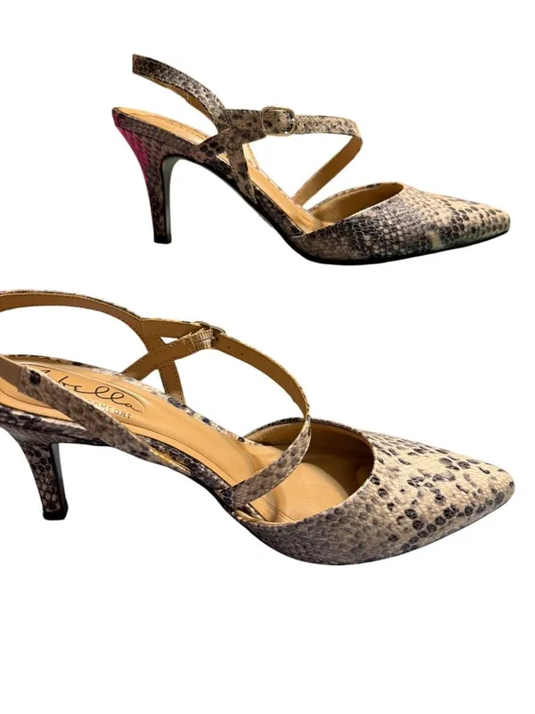 Abella Sapphire Snake Print Slingback Heels Pointed Toe Comfort Kitten Heel Sz 7 - Image 4