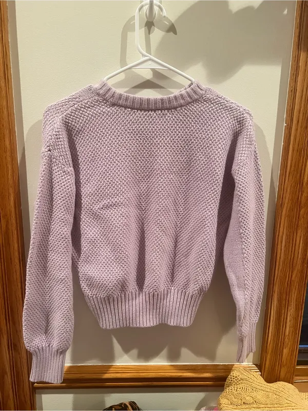 Gap - Chunky Pastel Lilac Knit Crewneck Cropped Sweater - Image 3