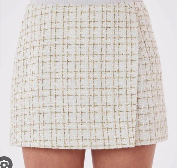 NWT Dolce Cabo White Tweed Knit Mini Skort Size XL - Image 2