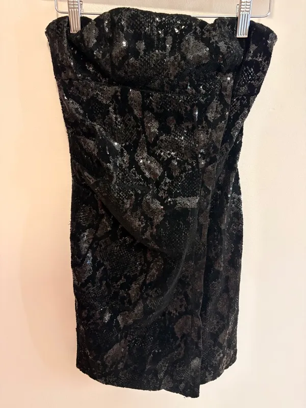 ZARA strapless Black sparkly mini dress - Image 2