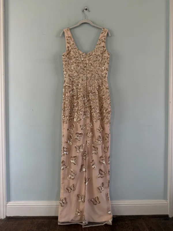 NWT Dress The Population Goldie Sequin Butterfly Champagne Multi Column Gown‎ - Image 5