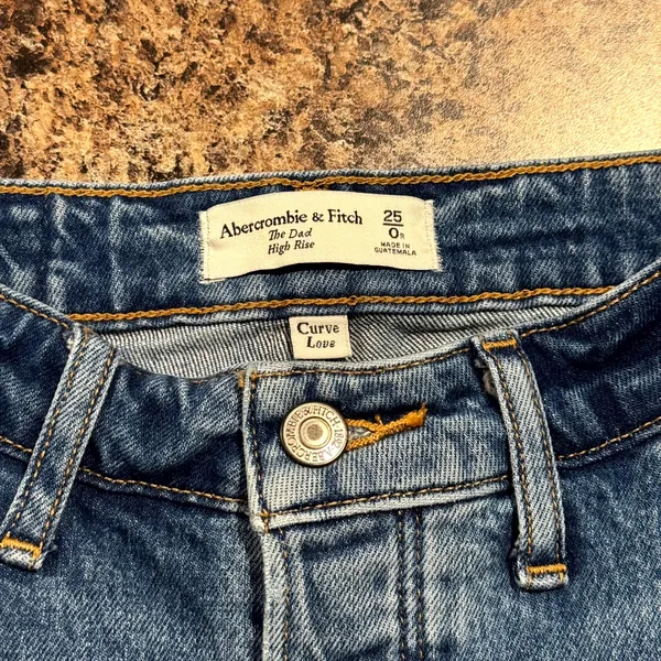 Abercrombie Curve Love Dad Jeans High Rise Button Fly Blue 25/0 90s Minimalist - Image 3