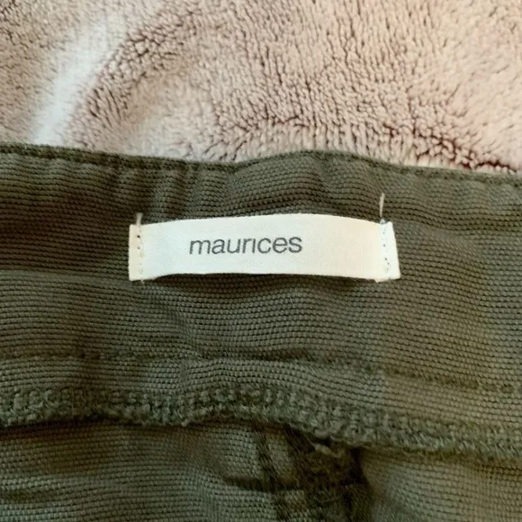 maurices Olive Green Skirt Womens 8 A-Line‎ Button Front Belted Casual Summer - Image 3