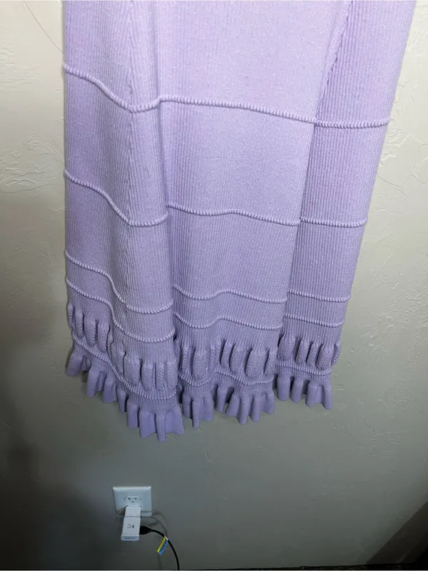 Maeve by Anthropologie Promenade Pointelle Purple Knit Ruffle Sweater Dress - Image 10