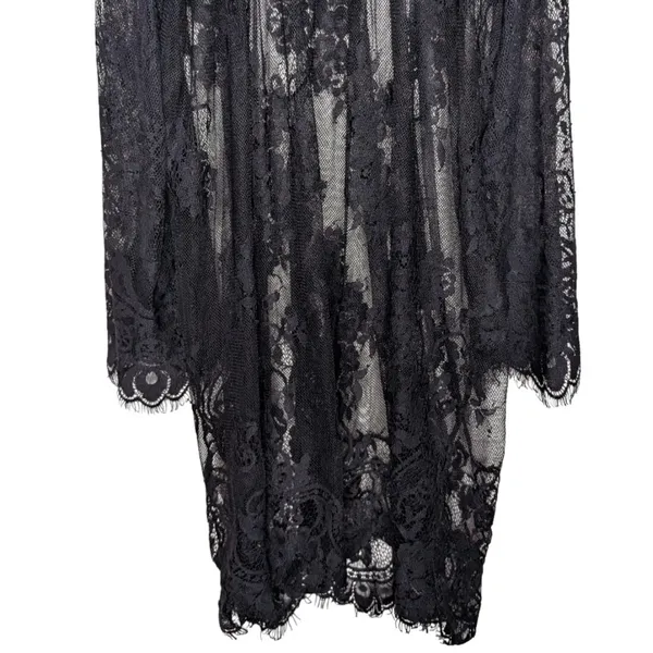 Black Floral Sheer Lace Mini Dress Coverup S Resort Witchy Whimsigoth Romantic‎ - Image 6