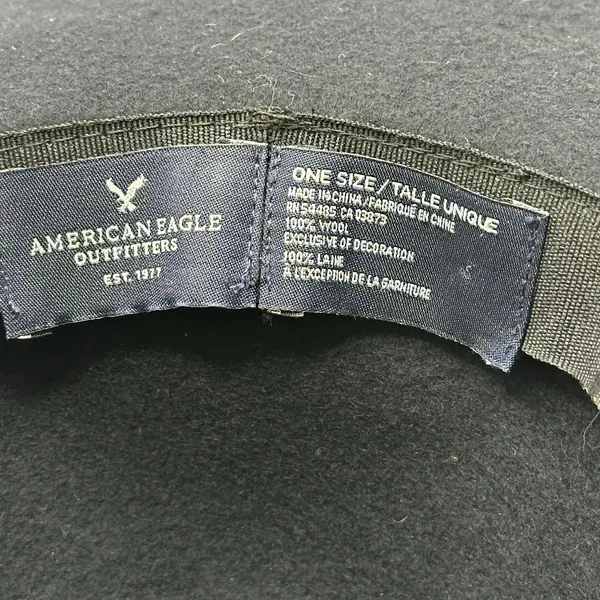 American Eagle Black Wool Wide Brim Floppy Summer Hat One Size - Image 5