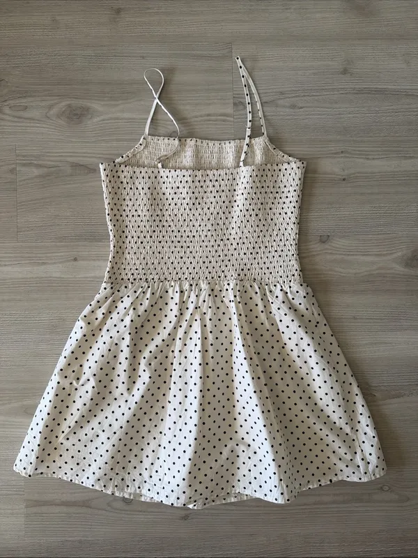 Le Lis White and Black Polka Dot Smocked Sundress - Image 5