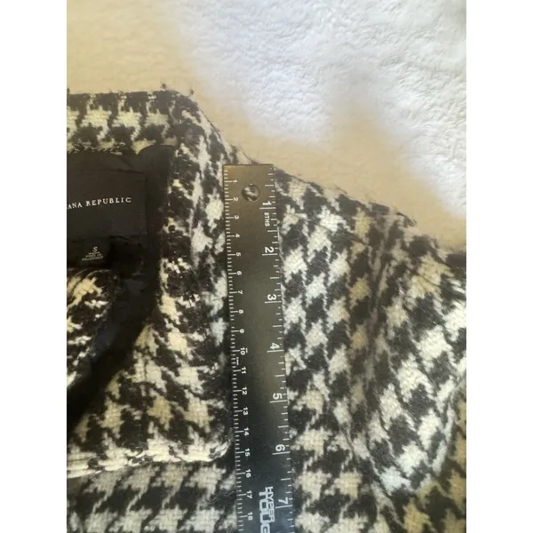 BANANA REPUBLIC Black/White houndstooth Wool Coat Cape Small - Image 12