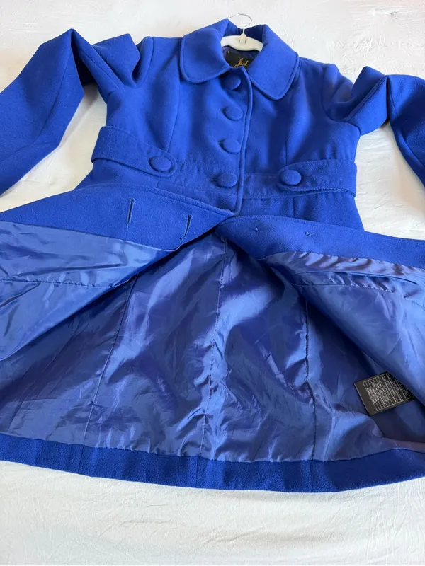 Jack by BB Dakota Royal Blue Button Front Pea Coat Jacket - Image 6