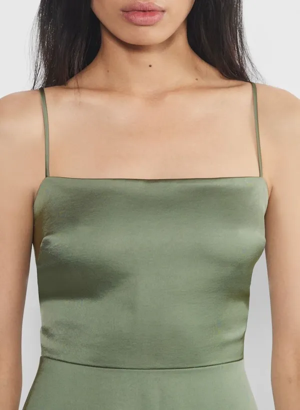 Wilfred aritzia Madelyn square neck Smokey sage green Midi dress Sz 10 Elegant - Image 13