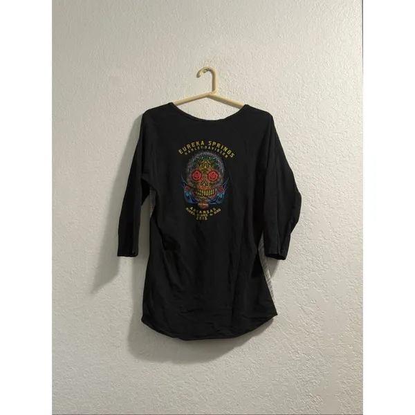 Harley Davidson Gray Black Long Sleeve V-Neck Tshirt Women's 2x shirt - Image 4