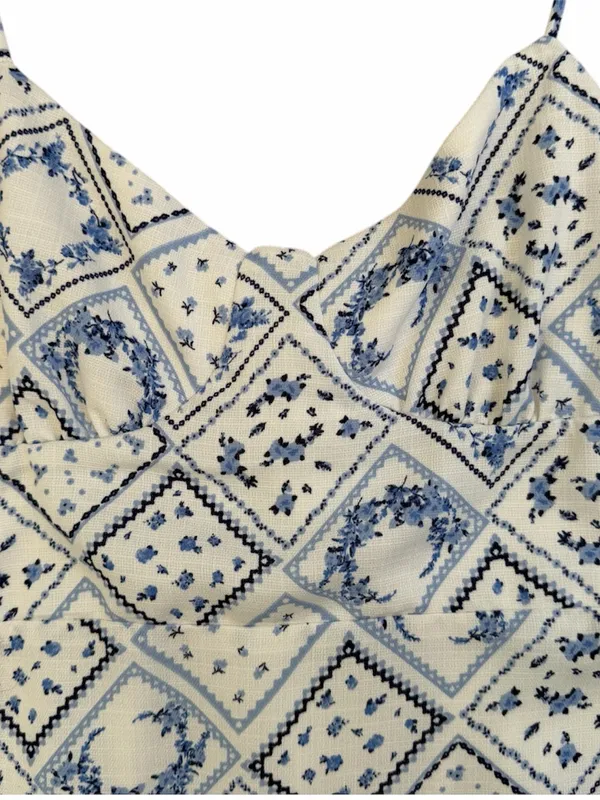 Altar’d State Blue & White Tile Print Dress - Image 5