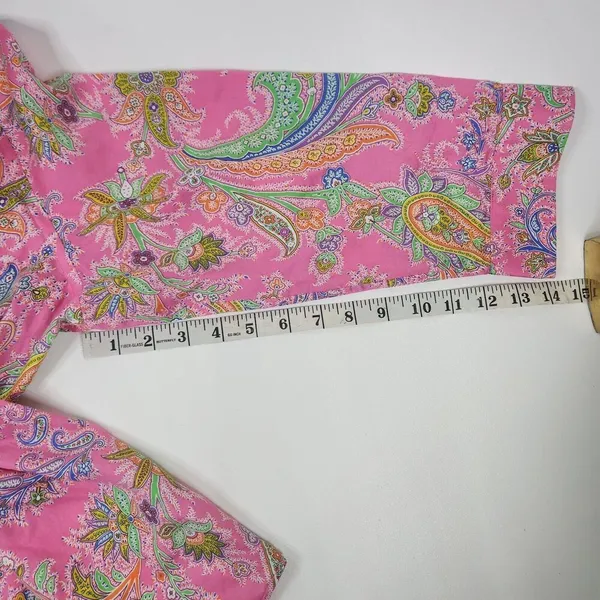 Lauren Ralph Lauren Cotton Pink Paisley Button-Down Blouse Barbie Core XL - Image 9