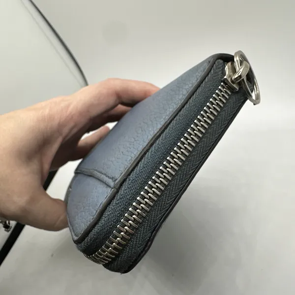 Michael Kors Jet Set Travel Zip Around Continental Wallet Blue Pebbled Leather - Image 5