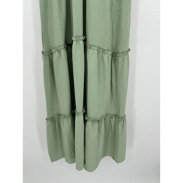 PrettyGarden Womens L Sage Green Tiered Maxi Dress Smocked Boho Cottagecore‎ - Image 5