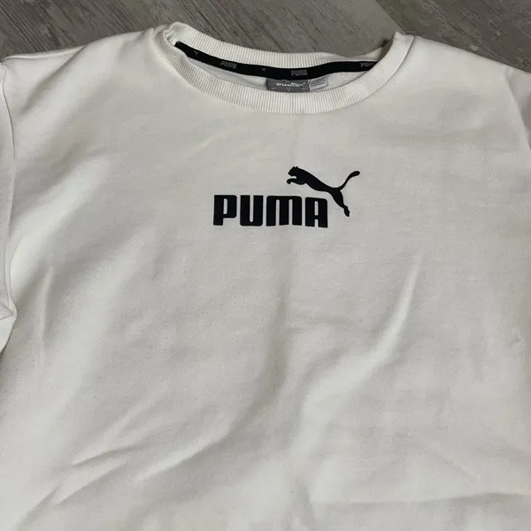 PUMA Crew Neck Spellout Jumper Sweatshirt Womens L‎ White Bag 6 - Image 2