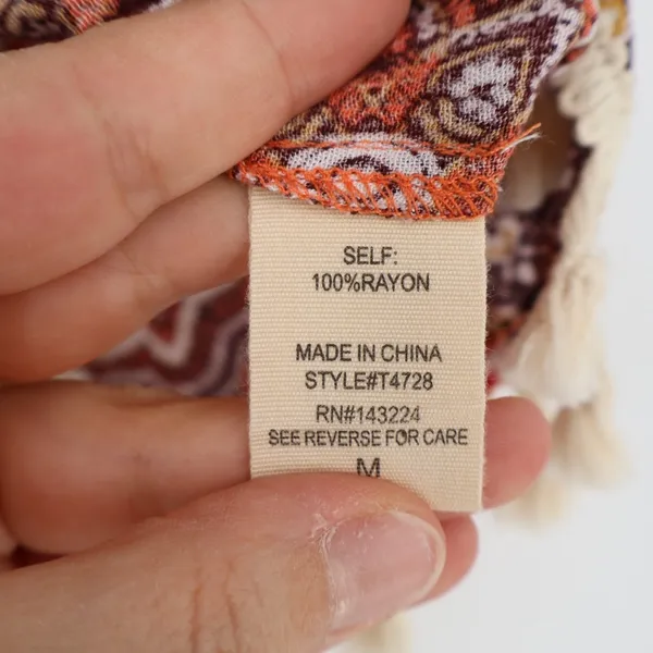 Illa Illa Tank Top Womens Medium Multi Floral Fringe Detailing Crochet Straps - Image 3