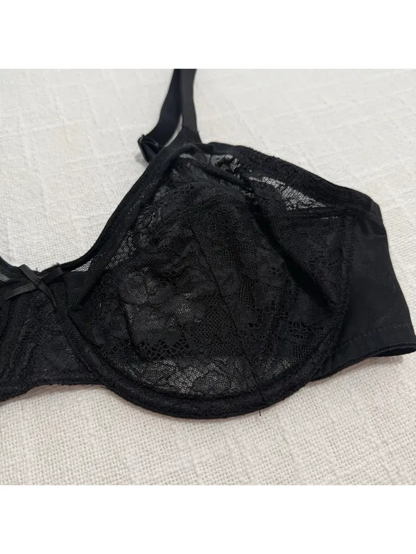 HSIA 36C Enchante Unlined Black Lace Underwire Bra Minimizer - Image 11