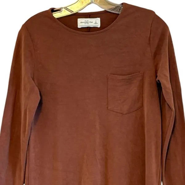 Abercrombie & Fitch Shirt Dress Long Sleeve Mini Dress Sz Small Tan Brown - Image 4