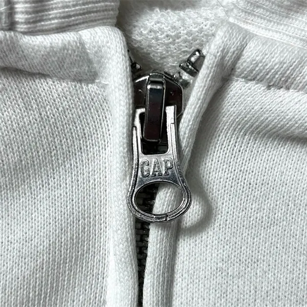 Vintage GAP Floral Embroidered Logo Full Zip Hoodie M White Blue Sweatshirt Y2K - Image 10