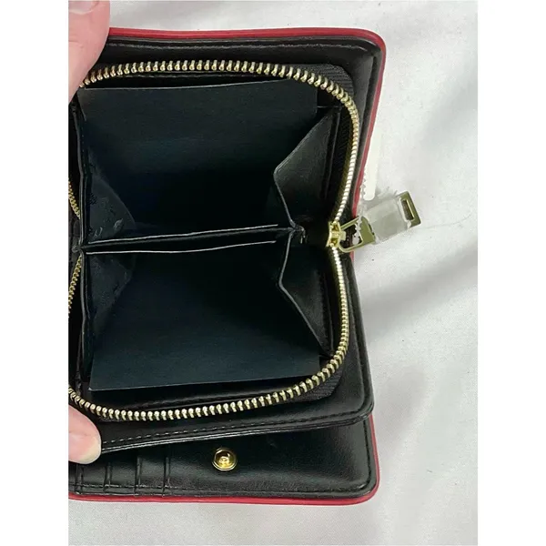L.A.M.B. Leather Compact Wallet Red Zip Around Gold Logo Plate New NWT - Image 7