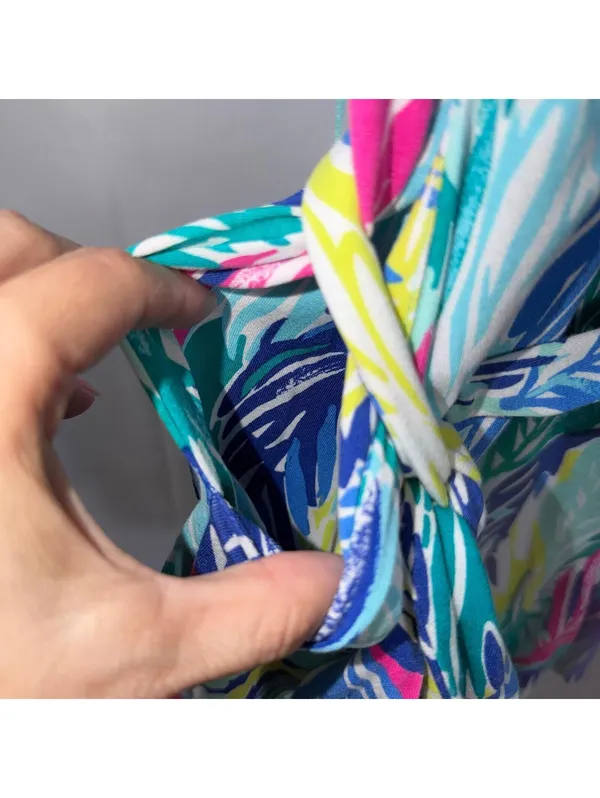 Lilly Pulitzer Multicolor Feather Print Sleeveless Romper Women’s Medium - Image 5