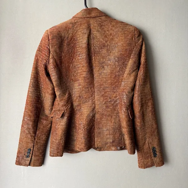 Zara sz XS‎ brown faux leather basic blazer - Image 7