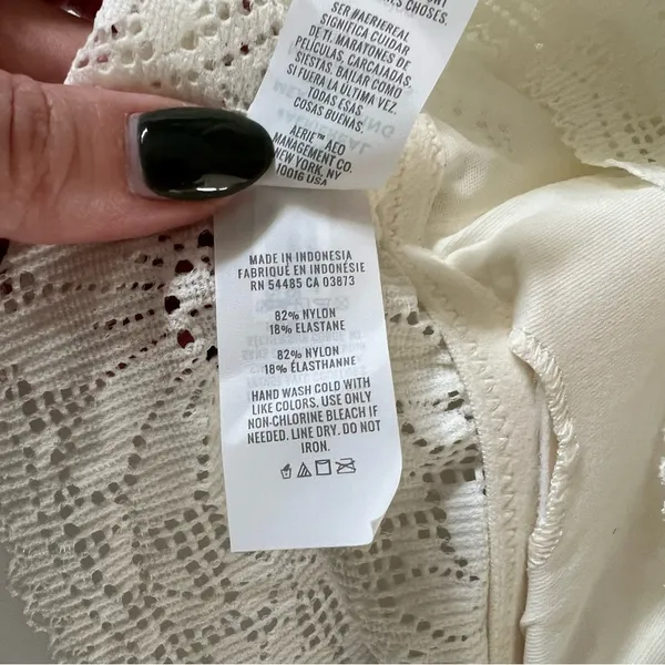 Aerie Textured Lace Padded Longline Bralette in Creamy White Size XL - Image 10