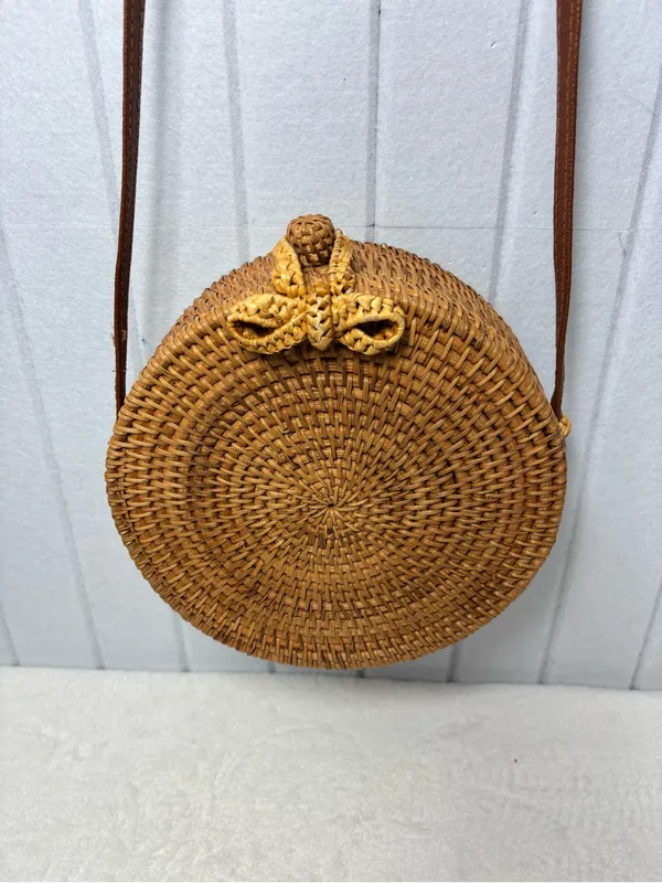 Straw Purse Handbag Summer‎ Beige Natural Handwoven Classic Wicker Rattan - Image 9