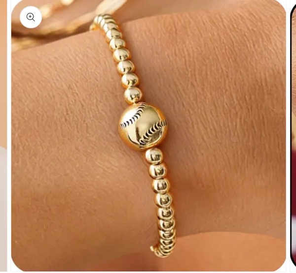 GAME DAY BASEBALL BALL CHAIN BRACELET Gold - Image 3