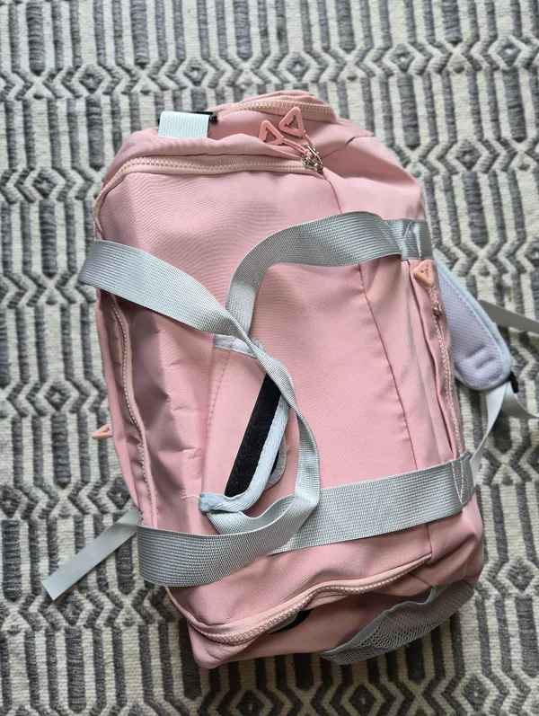 Colorblock Convertible Backpack Duffel Bag Travel Gym Bag Shoe Compartment - Image 7