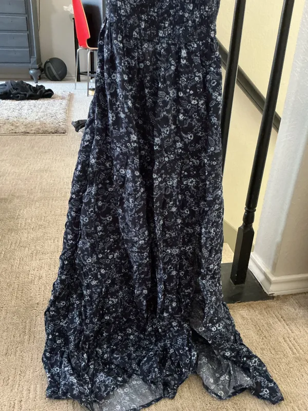 Navy dress with slit and open back Blue - Image 2