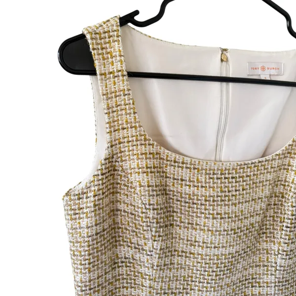 Tory Burch Emma Golden Yellow Tweed Sheath Dress - Image 6